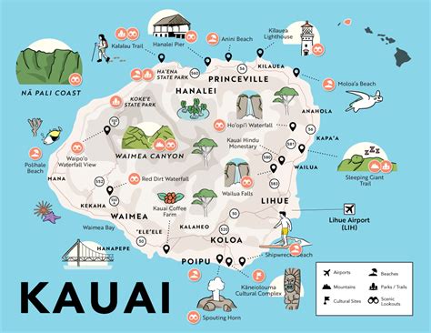 Kauai Maps - 8 Kauai Maps - Get points of interest, major attractions ...