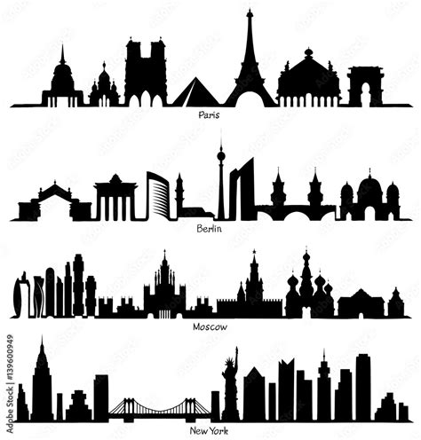 Set of vector Skyline silhouette Stock Vector | Adobe Stock