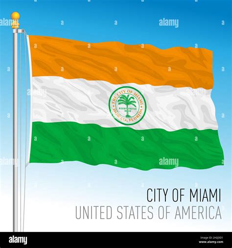 City of Miami flag, Florida, United States, vector illustration Stock ...