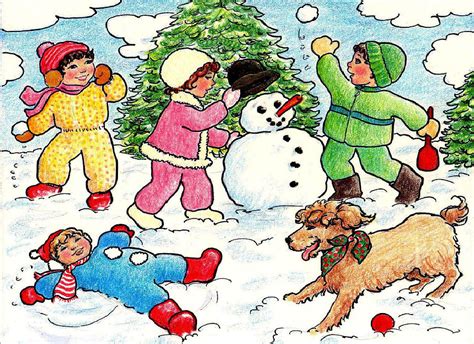 Winter Fun Drawing by Dee Davis - Fine Art America