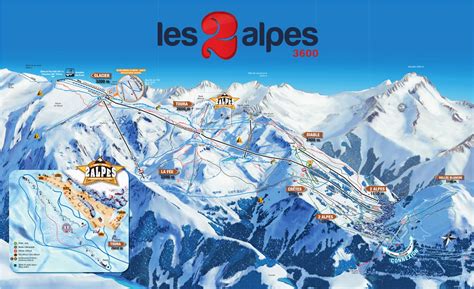 Les Deux Alpes Piste Map / Trail Map (high res.)