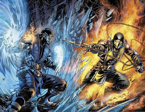 HD wallpaper: Mortal Combat Sub-Zero vs Scorpion wallpaper, art, Mortal ...