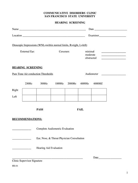 School Hearing Screening Form - Fill Online, Printable, Fillable, Blank ...