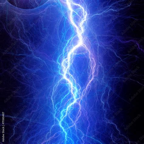 Blue electric lightning - abstract electrical background Stock ...