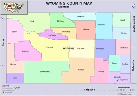 Wyoming County Map, List of Counties in Wyoming with Seats - Whereig.com