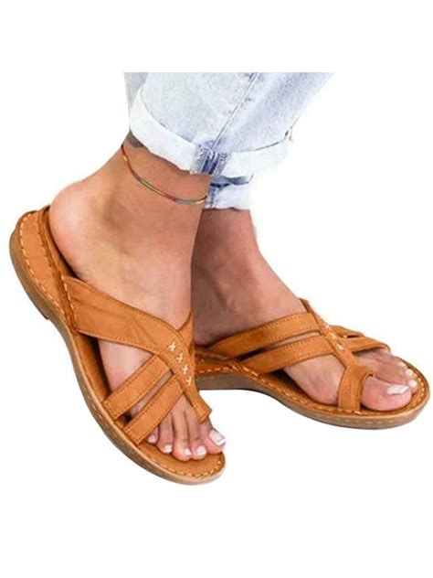 Women's Orthopedic Sandals Flip Flops Open Toe Flat Comfy Summer Shoes ...