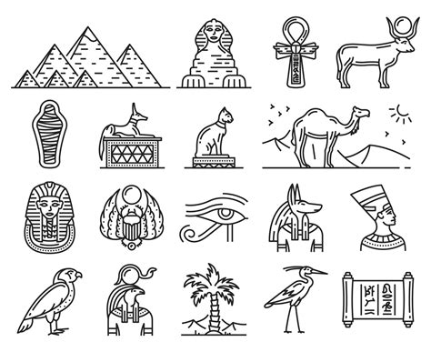 Ancient Egypt gods, travel and religion symbols 16163917 Vector Art at ...