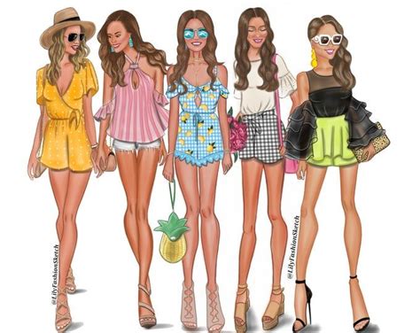 Group of 4 Custom Fashion Illustrationcartoon Portraitart - Etsy ...