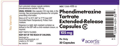 Phendimetrazine Tartrate Extended-Release Capsules CIII