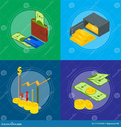 Money Banner Card Set Isometric View. Vector Stock Vector ...