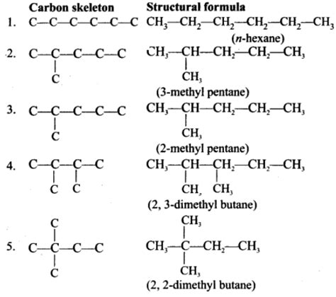 Write the structural formula and carbon skeleton formula for all ...