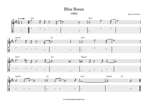 Blue bossa – Kenny Dorham Blue Bossa Sheet music for Guitar (Solo ...