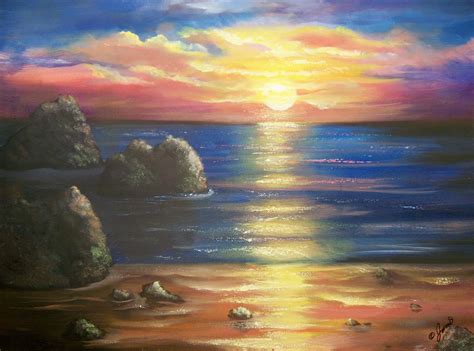 Sunset Seascape Painting by Joni McPherson - Fine Art America