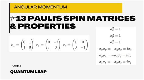 #13-- Pauli's spin matrices & properties - YouTube