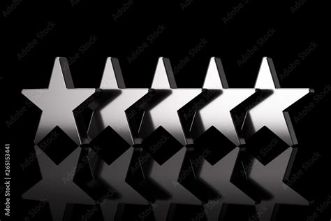 Five Silver Stars with Reflections. 3d Rendering Stock Illustration ...