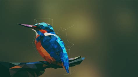 blue and orange bird cubism painting, hummingbird illustration #animals ...