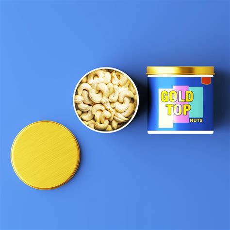 Gold Top Nuts - Cashew Nut Tin Can Mockup » CSS Author