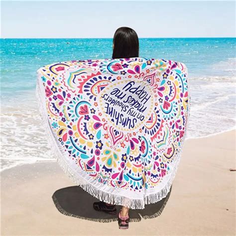 HOT 150CM Summer Big Bath towel Microfiber Printed Round Beach Towels ...