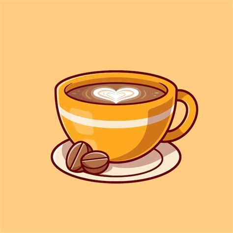 Free Vector | Coffee Love Foam With Beans Cartoon Icon Illustration.