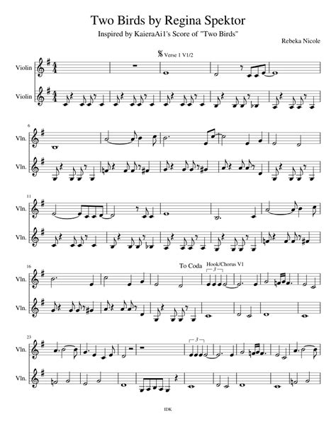 Two Birds Sheet music for Violin (String Duet) | Download and print in ...