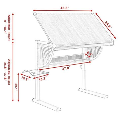 Tangkula Drafting Table Drawing Desk Adjustable Art & Craft Hobby ...