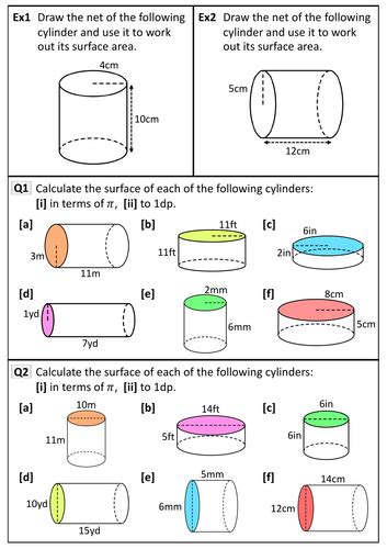 Surface Area Of A Cylinder Worksheet Tes - makeflowchart.com