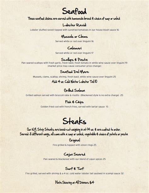 Menu « Russos Pub & Restaurant