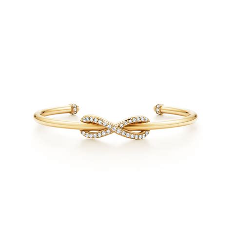 Tiffany & Co 18K Yellow Gold Diamond Infinity Cuff Bracelet - Size ...