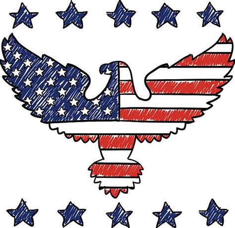 Best Drawing Of Bald Eagle American Flag Illustrations, Royalty-Free ...