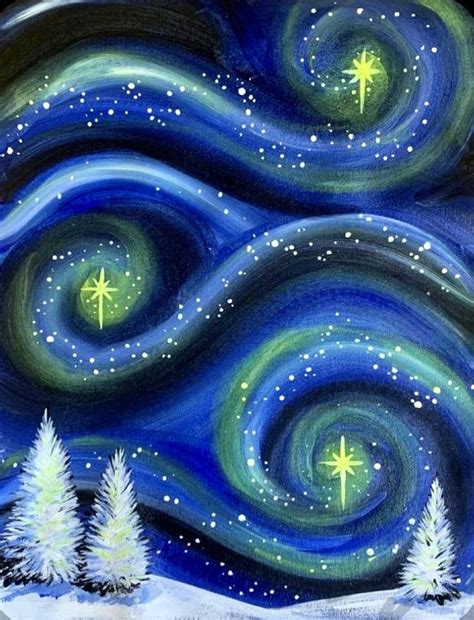 Starry Night Painting | Christmas Art