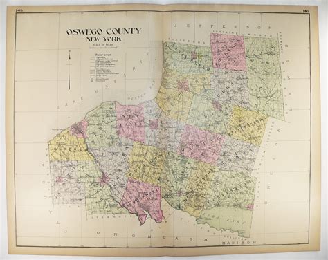 Large Vintage Map Oswego County NY Map New York County 1912 | Etsy | Ny ...