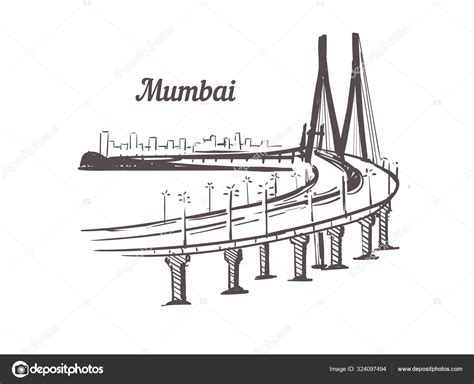 Mumbai skyline sketch. Mumbai hand drawn illustration isolated Stock ...