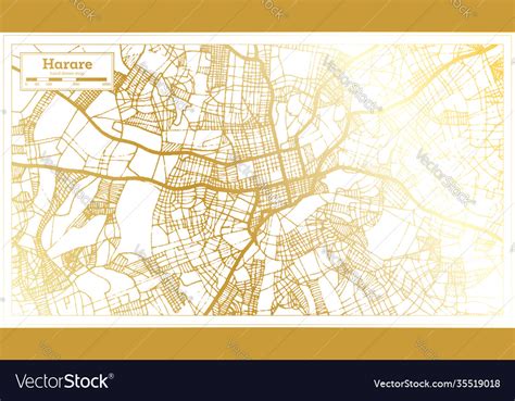 Harare zimbabwe city map in retro style golden Vector Image