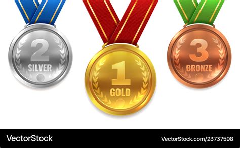 Gold silver bronze medals winner shiny circle Vector Image