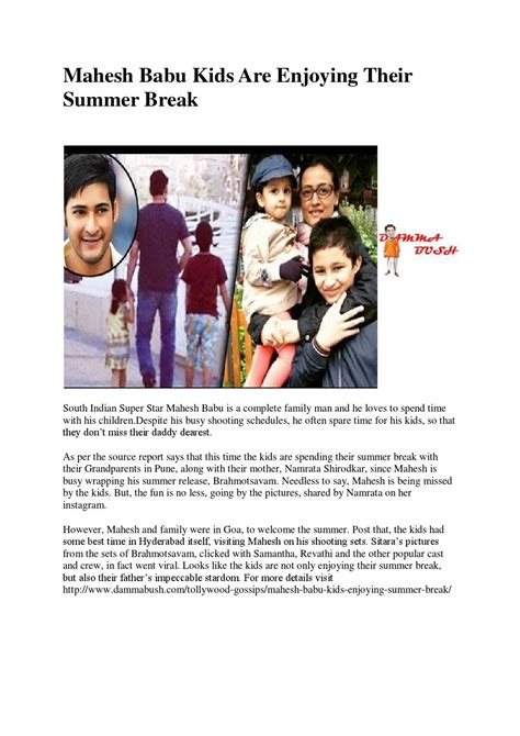 Mahesh babu kids are enjoying their summer break by dammabushkkd - Issuu