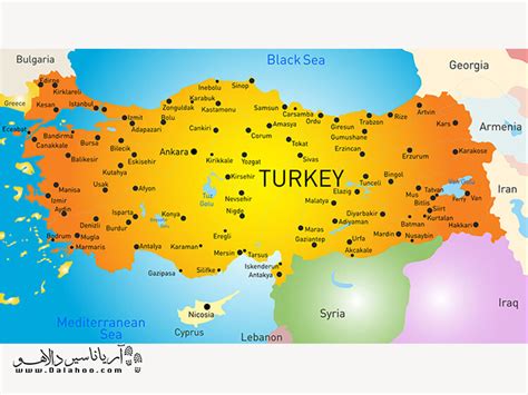 نقشه ترکیه همراه با جزئیات کامل فارسی و توضیحات استان‌ها