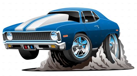 Classic American Muscle Car Cartoon by jeffhobrath | GraphicRiver