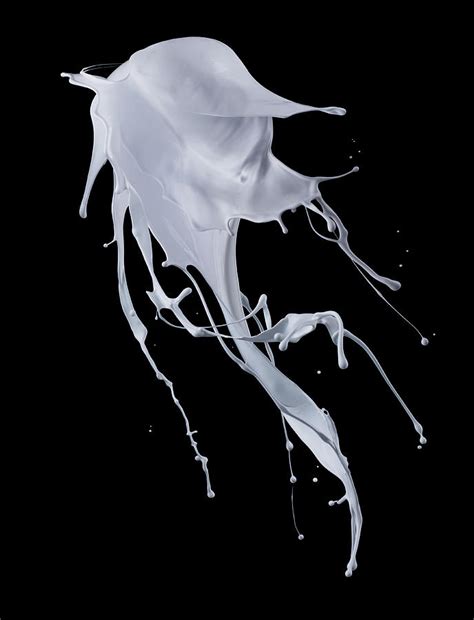 White Paint Splash On Black Background #1 by Biwa Studio