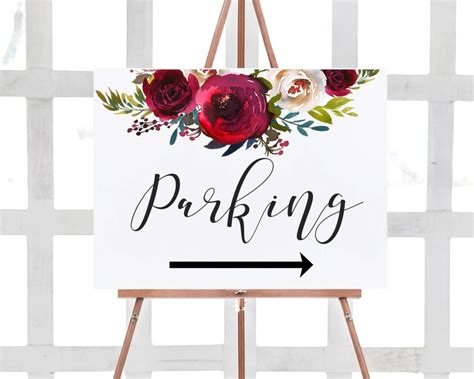 Parking Arrow Sign Printable Template Editable Wedding | Etsy