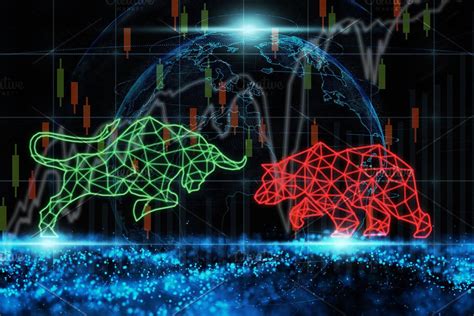 polygonal bull and bear shape writin | Stock market chart, Business ...