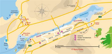 a map showing the location of many attractions