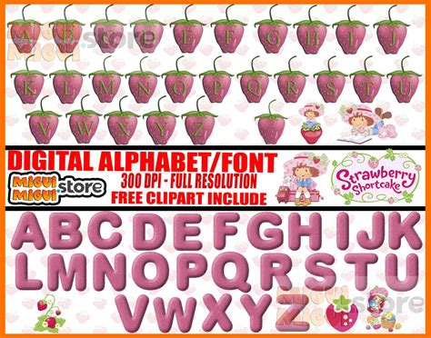 StrawBerry Shortcake Font StrawBerry Shortcake Alphabet Pack | Etsy