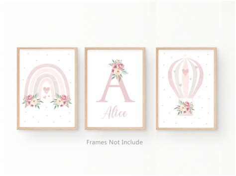 Personalised Nursery Print Floral Print Design Set of 3 - Etsy