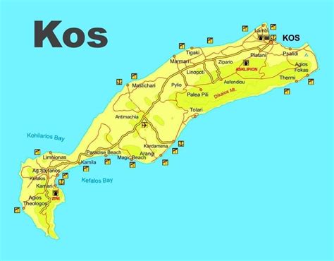 A Map Of The Greek Island Of Kos Greece | Kos, Greece map, Greece holiday