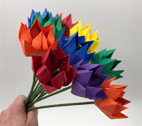 Bright Bouquet of Origami Flowers - Etsy UK