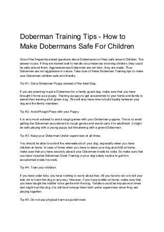 Doberman training tips - how to make dobermans safe for children