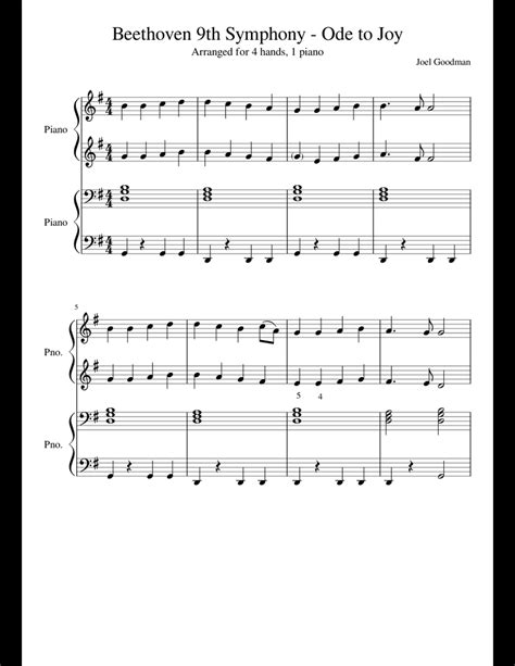 Beethoven 9th Symphony Ode to Joy PIANO DUET sheet music for Piano ...