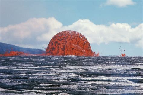 This 65-foot-tall Hawaiian lava dome resembles a fiery star colliding ...