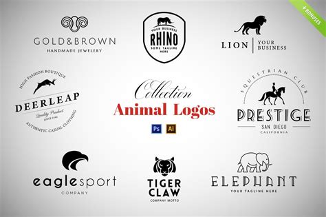 8 Animal Logos Set + Cool Bonuses | Branding & Logo Templates ...