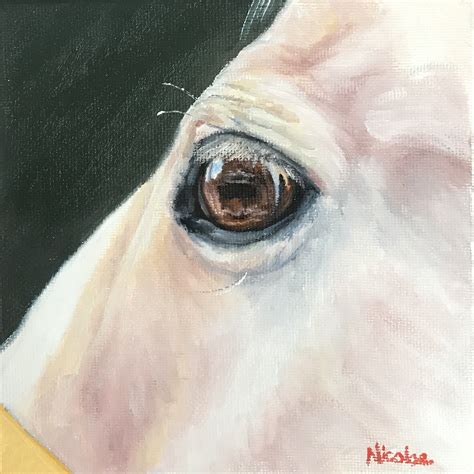 Original Horse eye oil painting on canvas by Nicolae Art Pastel Soul 6x6